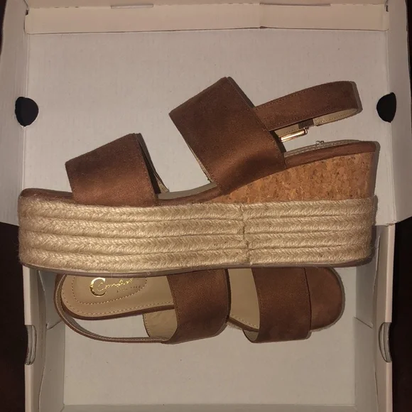 Comfort Cognac (Brown) Fringe Wedges - Picture 5 of 12